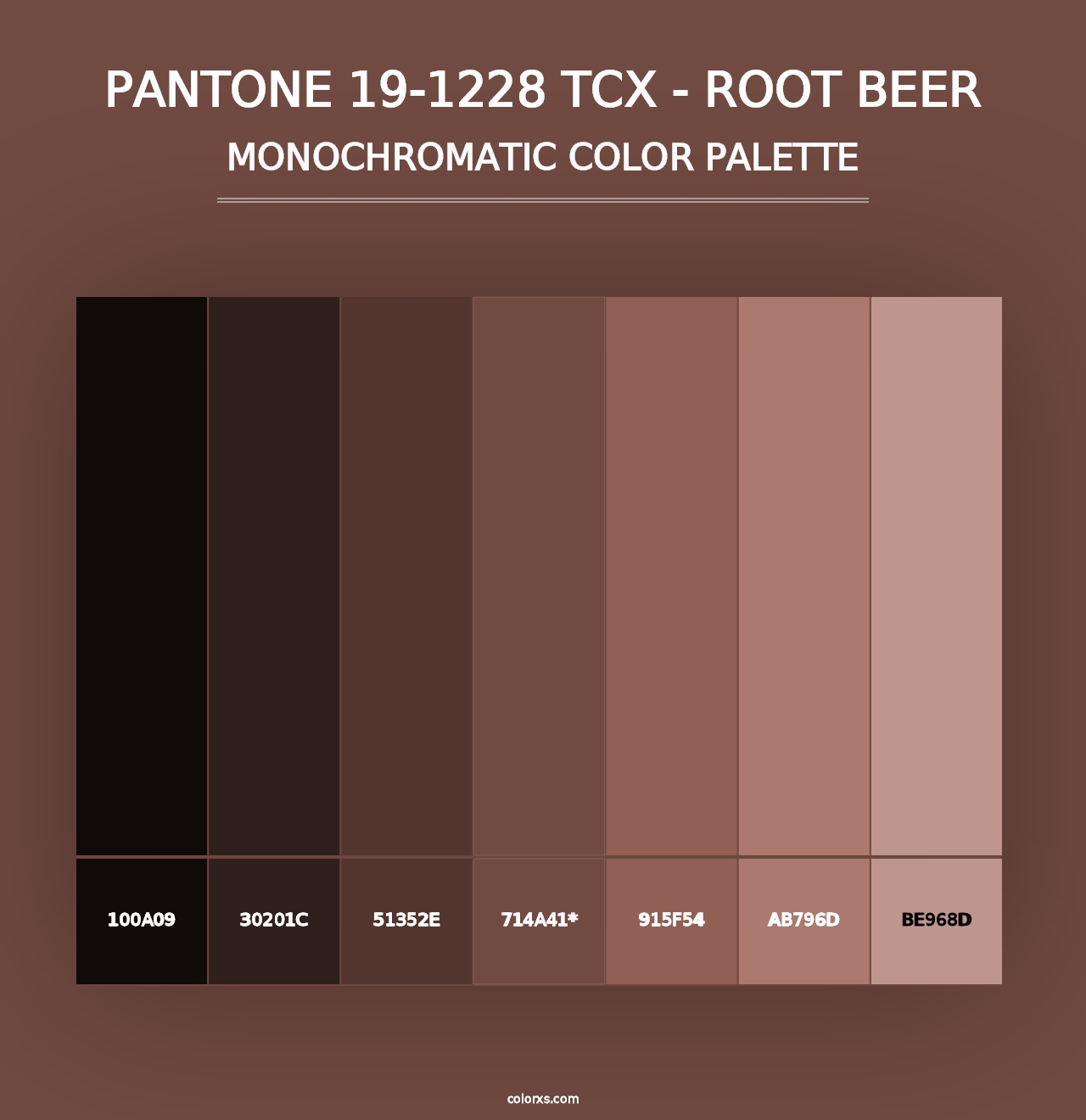 PANTONE 19-1228 TCX - Root Beer - Monochromatic Color Palette