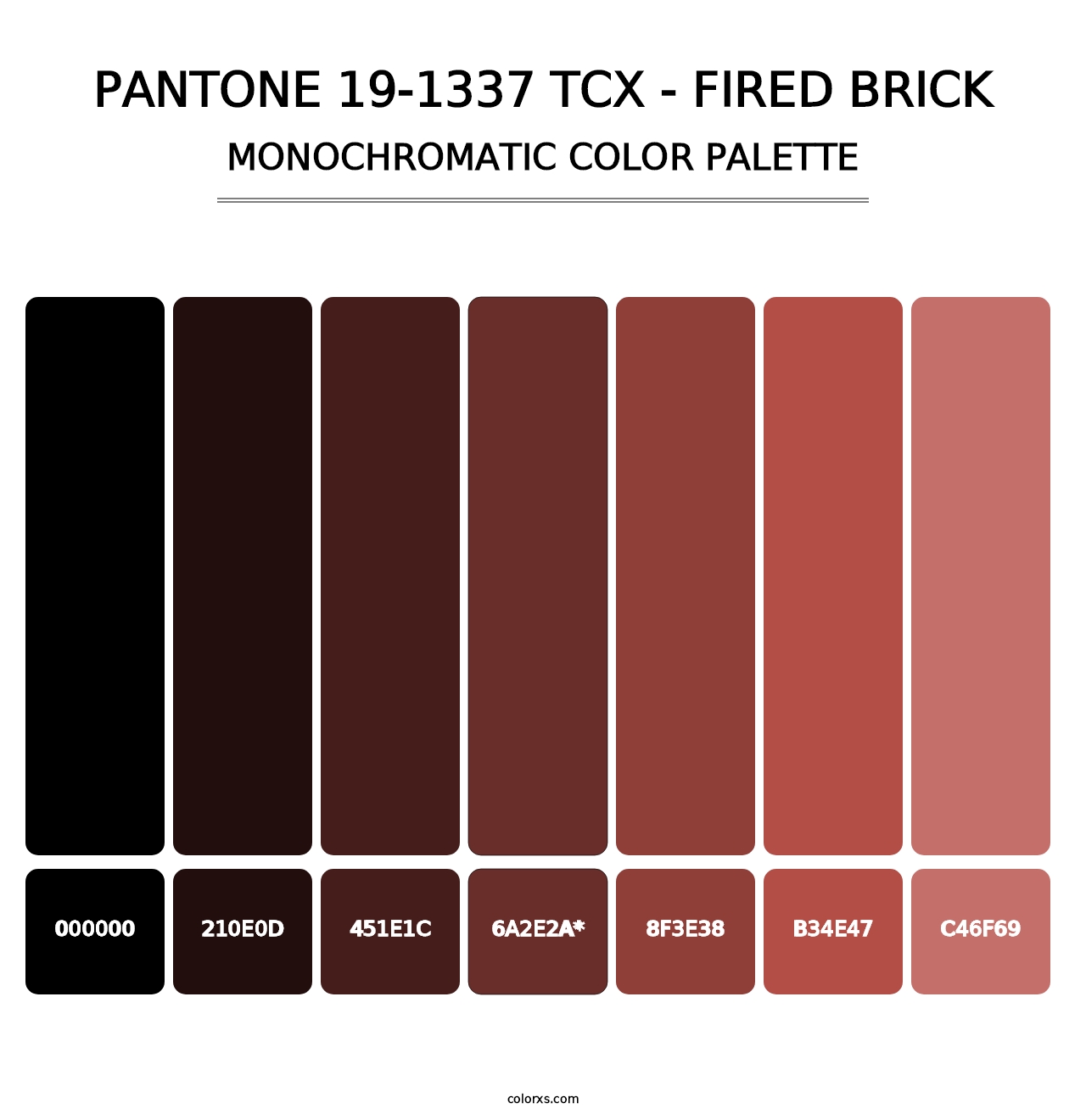 PANTONE 19-1337 TCX - Fired Brick - Monochromatic Color Palette