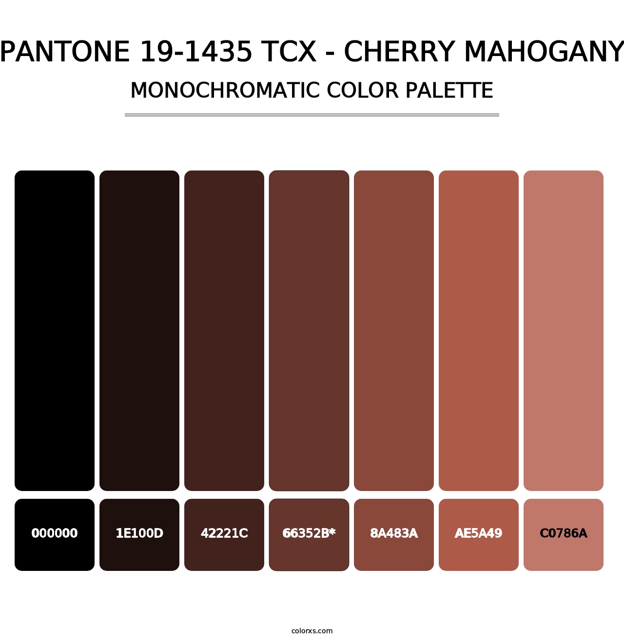 PANTONE 19-1435 TCX - Cherry Mahogany - Monochromatic Color Palette