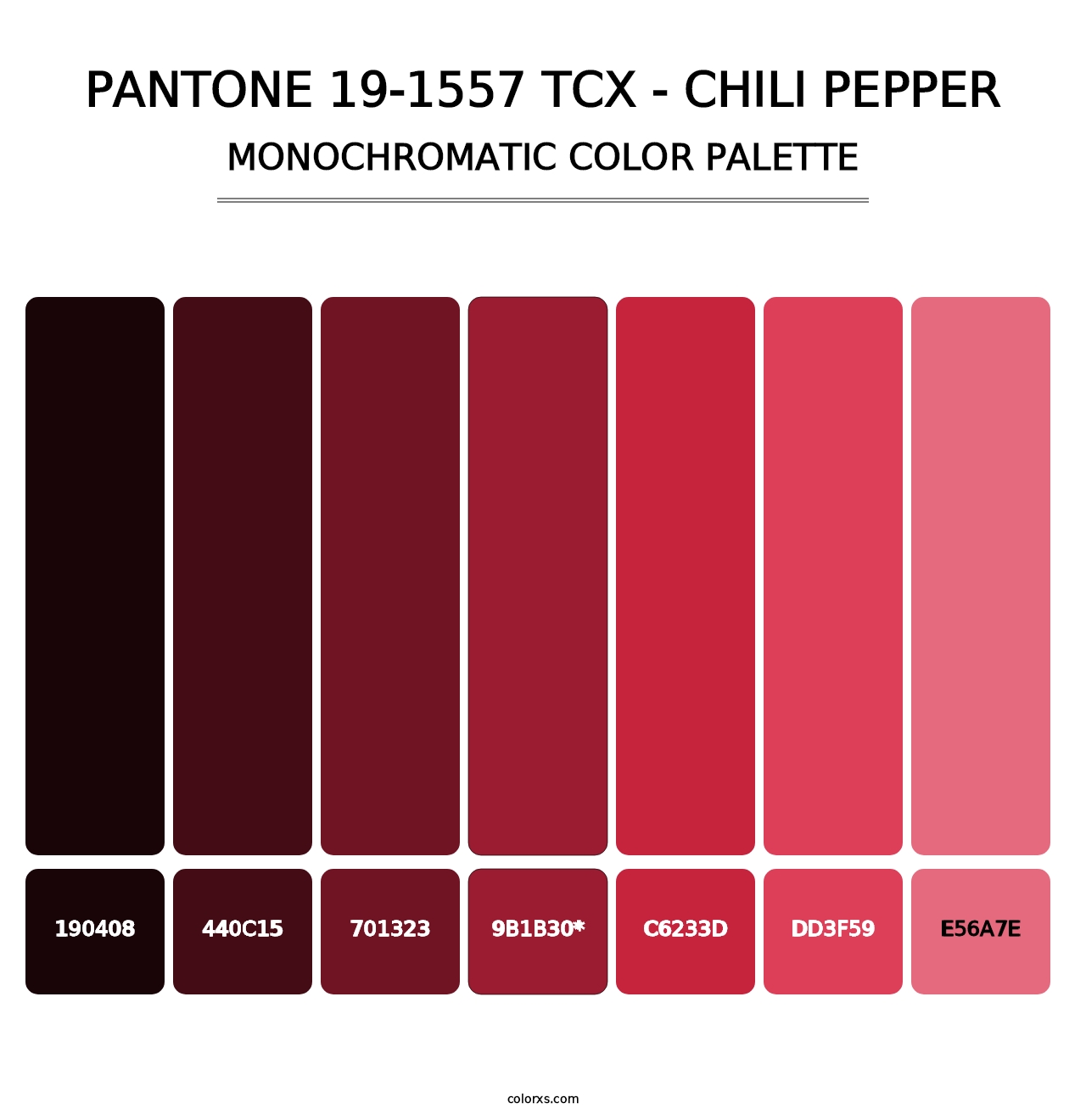 PANTONE 19-1557 TCX - Chili Pepper - Monochromatic Color Palette