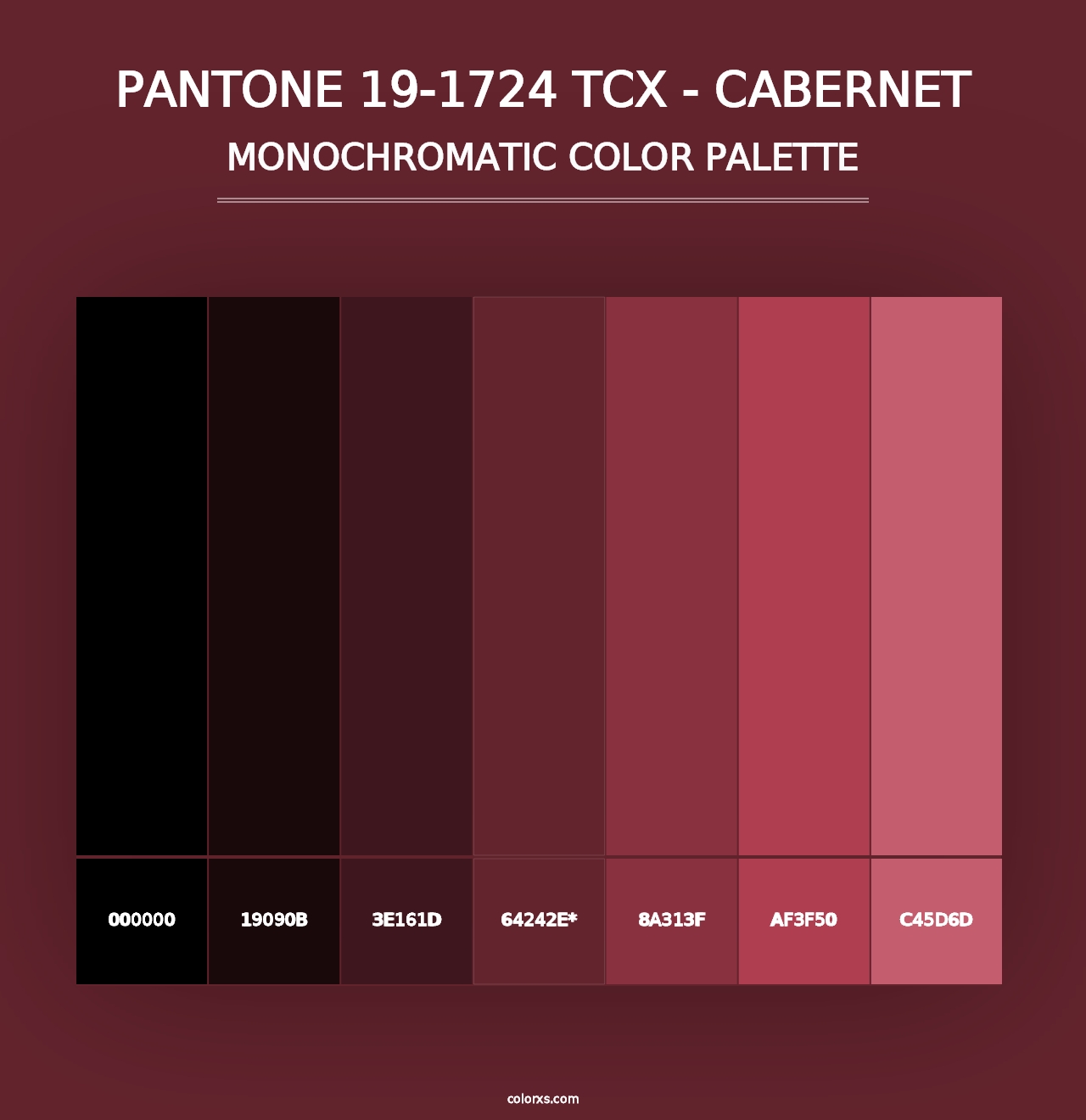 PANTONE 19-1724 TCX - Cabernet - Monochromatic Color Palette