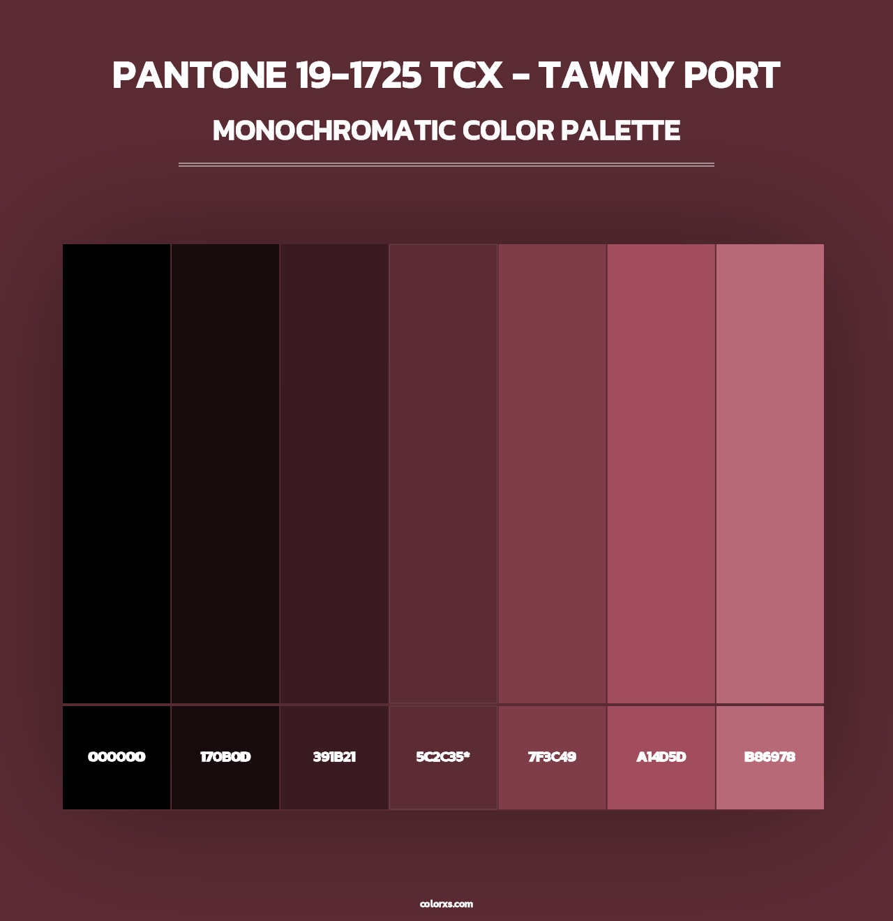 PANTONE 19-1725 TCX - Tawny Port - Monochromatic Color Palette