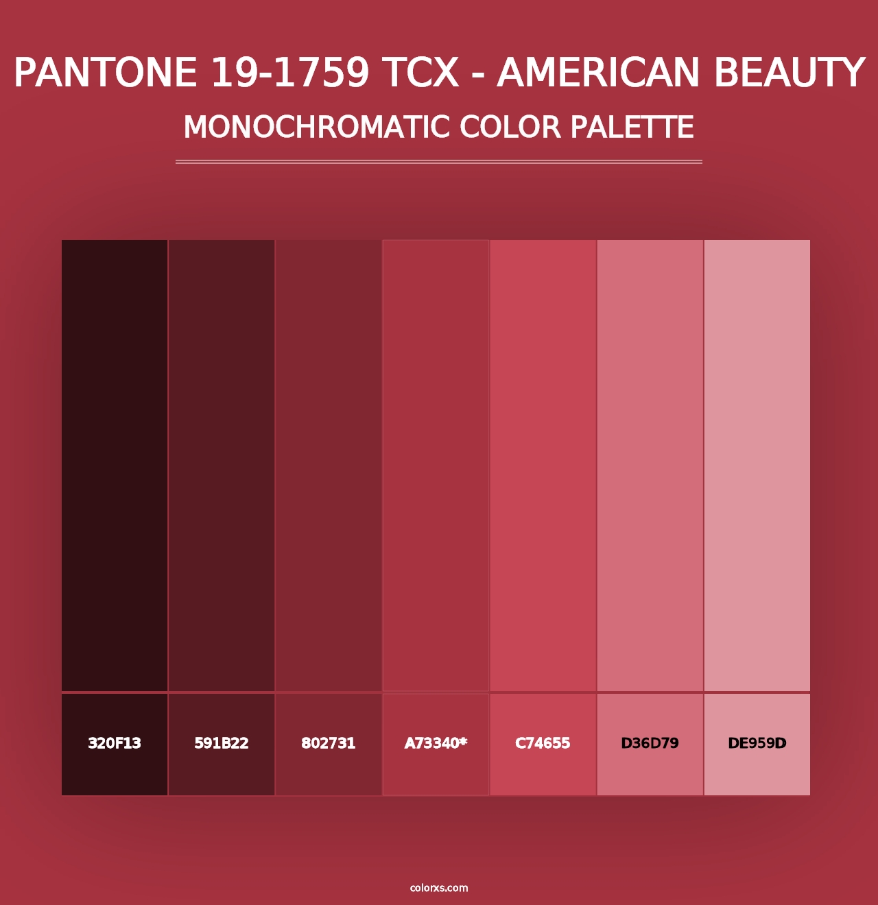 PANTONE 19-1759 TCX - American Beauty - Monochromatic Color Palette