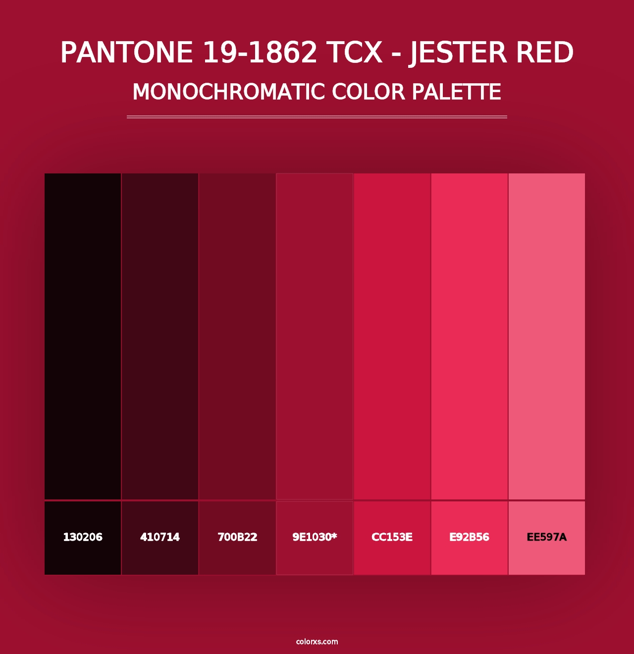 PANTONE 19-1862 TCX - Jester Red - Monochromatic Color Palette