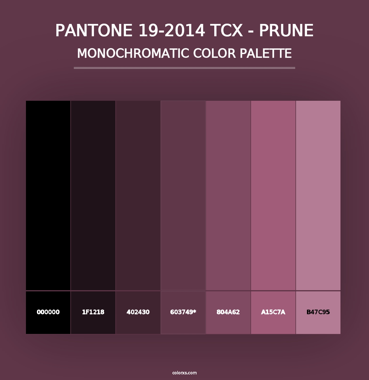 PANTONE 19-2014 TCX - Prune - Monochromatic Color Palette