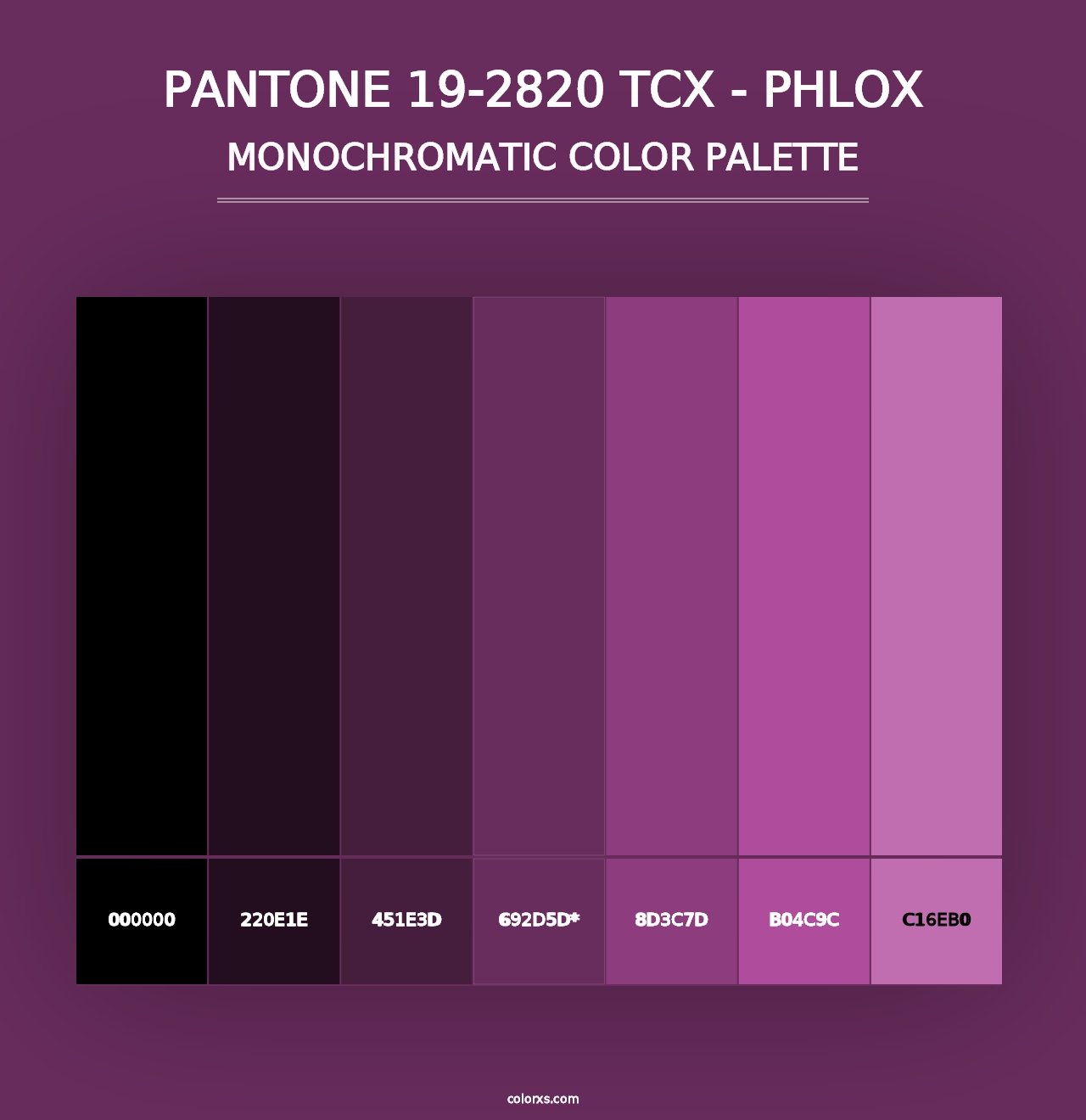 PANTONE 19-2820 TCX - Phlox - Monochromatic Color Palette