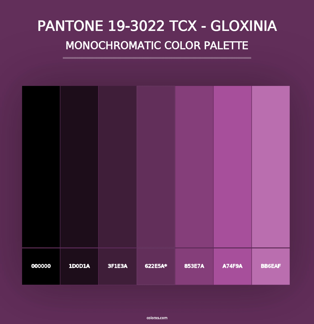 PANTONE 19-3022 TCX - Gloxinia - Monochromatic Color Palette