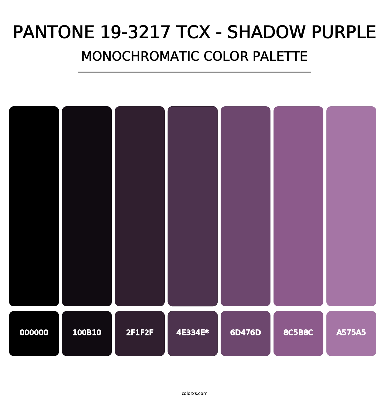 PANTONE 19-3217 TCX - Shadow Purple - Monochromatic Color Palette