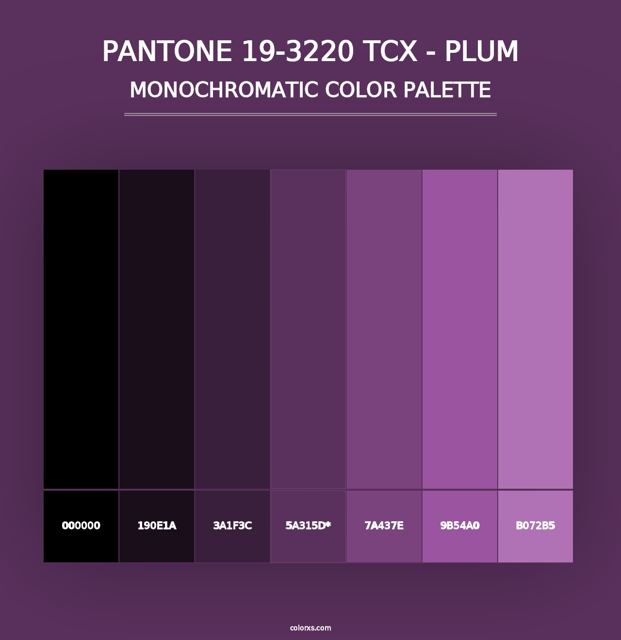 PANTONE 19-3220 TCX - Plum - Monochromatic Color Palette