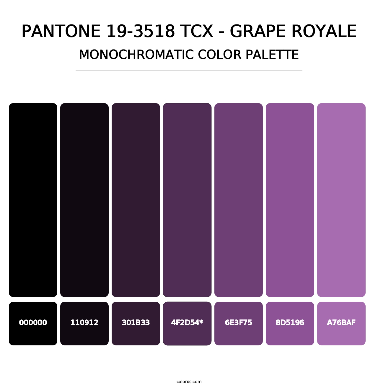 PANTONE 19-3518 TCX - Grape Royale - Monochromatic Color Palette