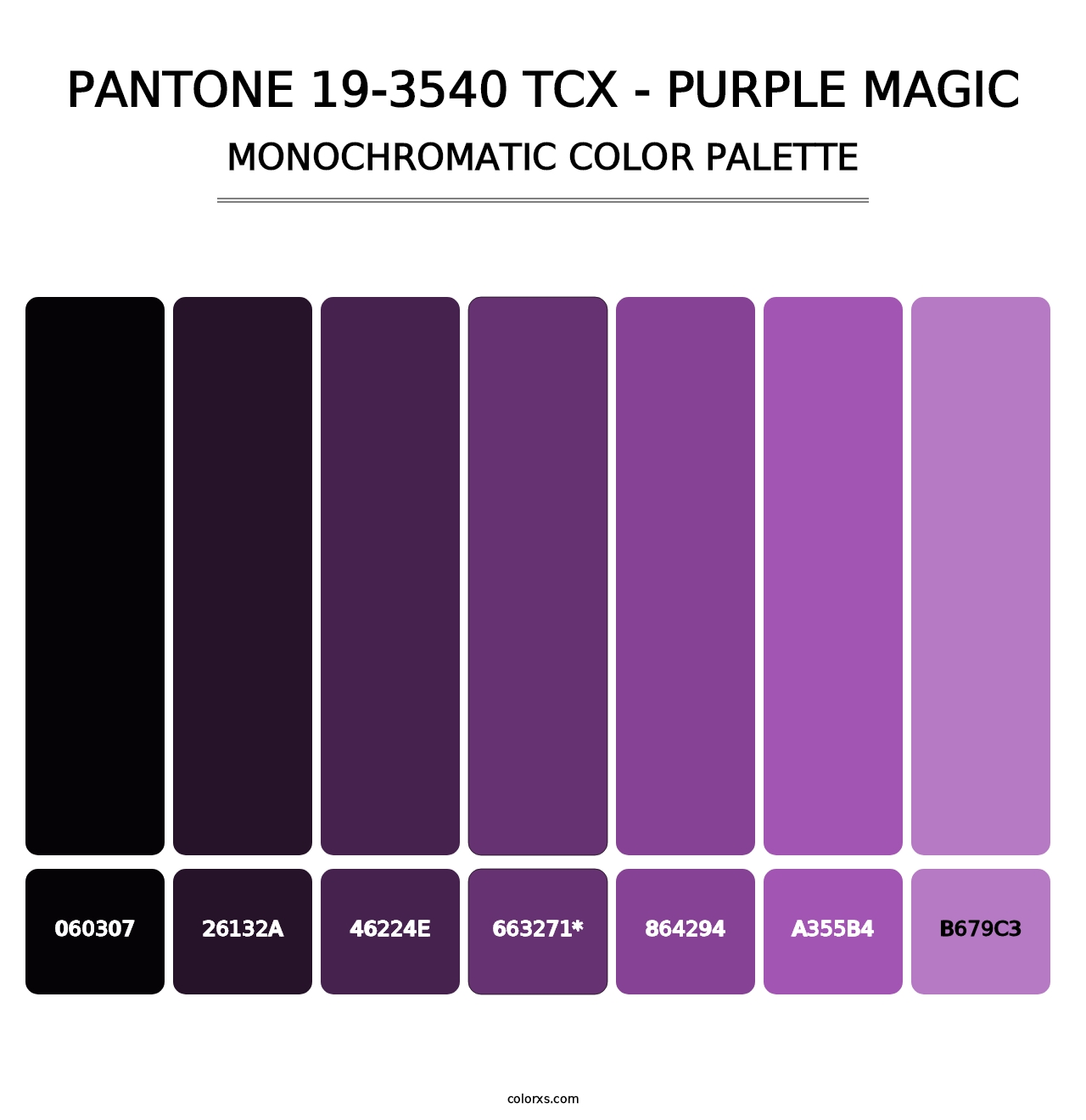 PANTONE 19-3540 TCX - Purple Magic - Monochromatic Color Palette