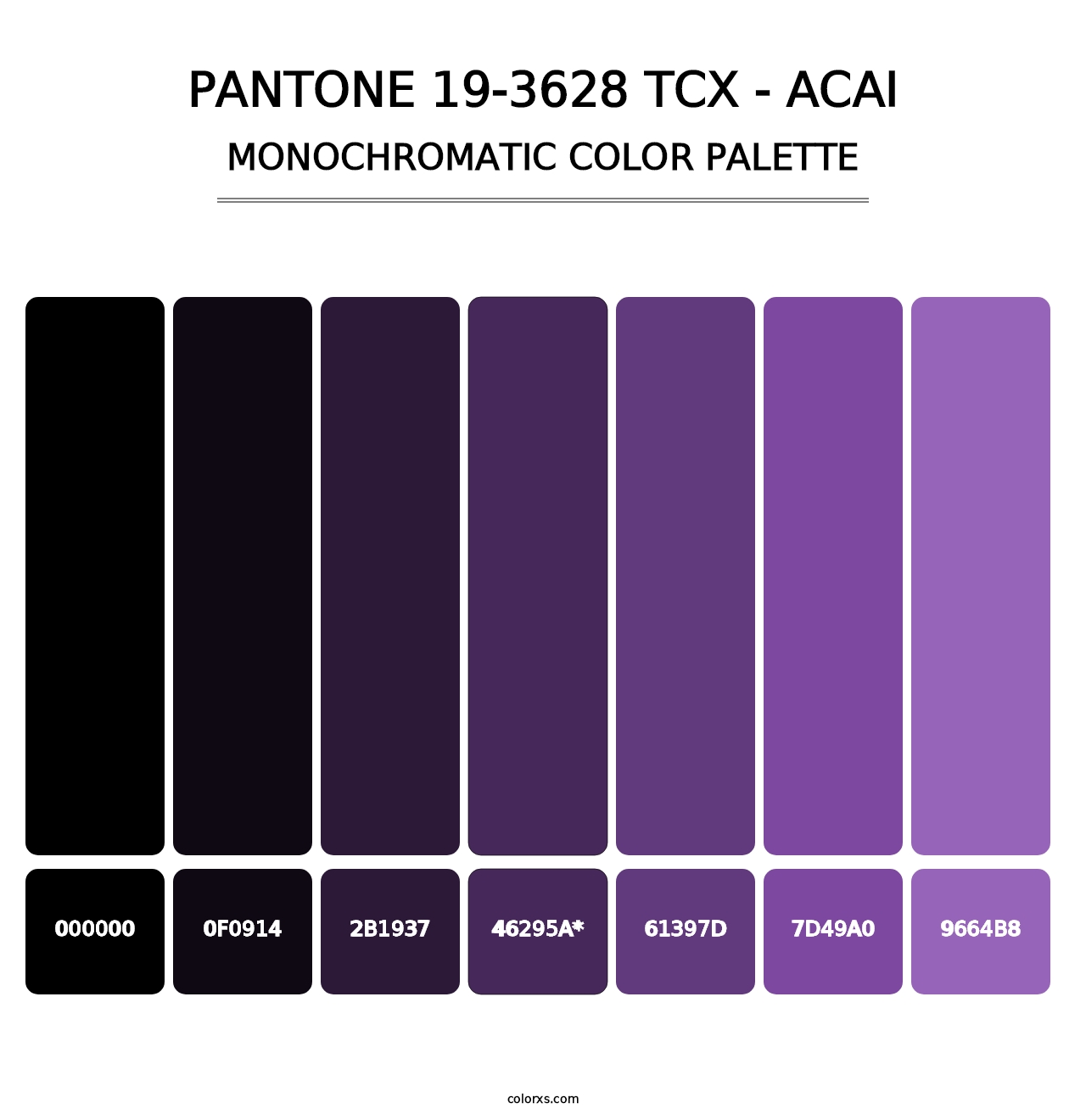 PANTONE 19-3628 TCX - Acai - Monochromatic Color Palette