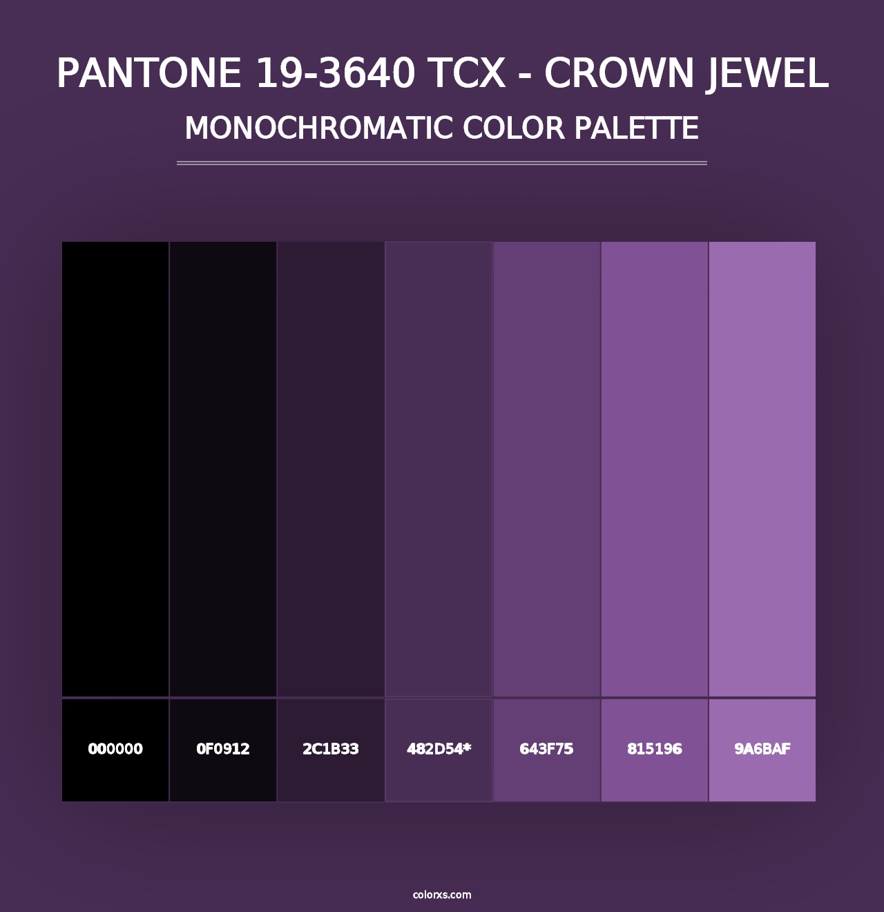 PANTONE 19-3640 TCX - Crown Jewel - Monochromatic Color Palette