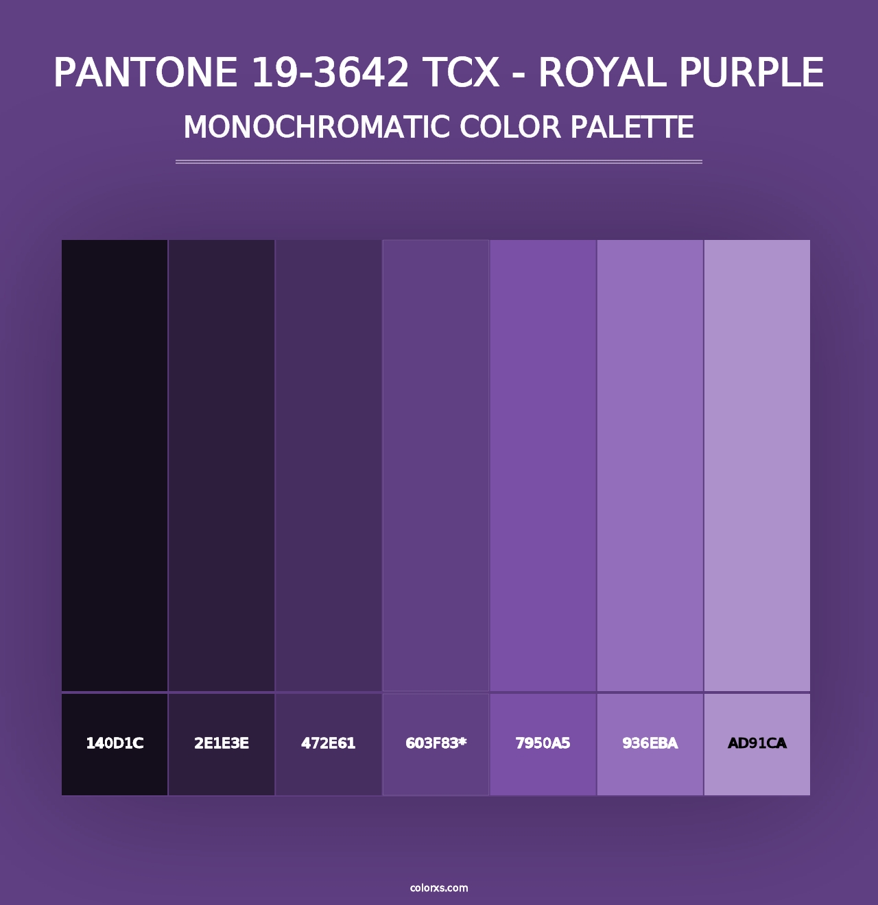 PANTONE 19-3642 TCX - Royal Purple - Monochromatic Color Palette