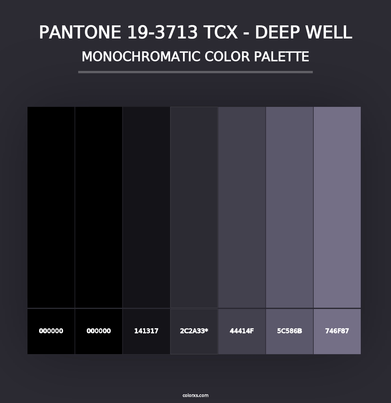 PANTONE 19-3713 TCX - Deep Well - Monochromatic Color Palette