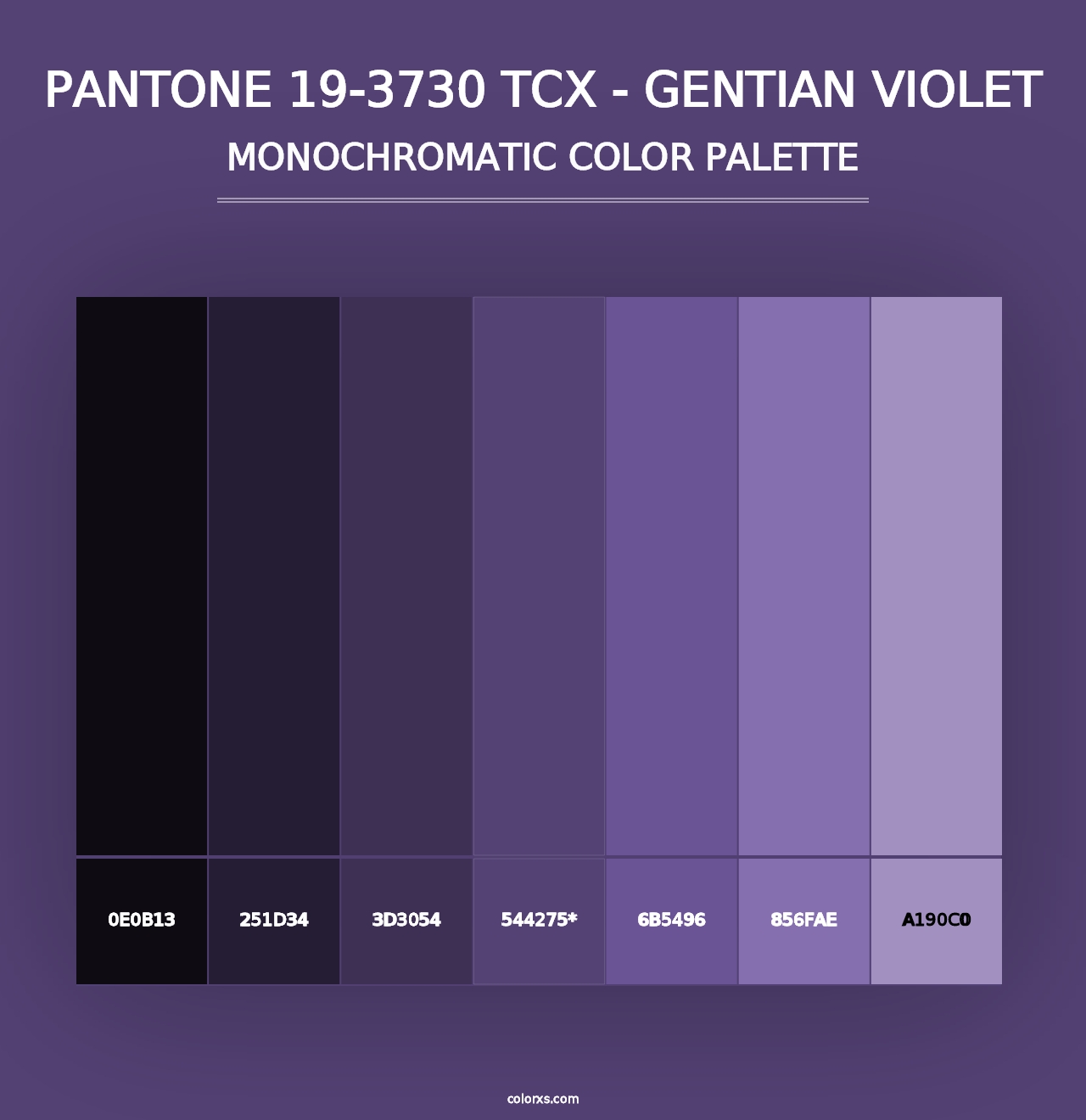 PANTONE 19-3730 TCX - Gentian Violet - Monochromatic Color Palette