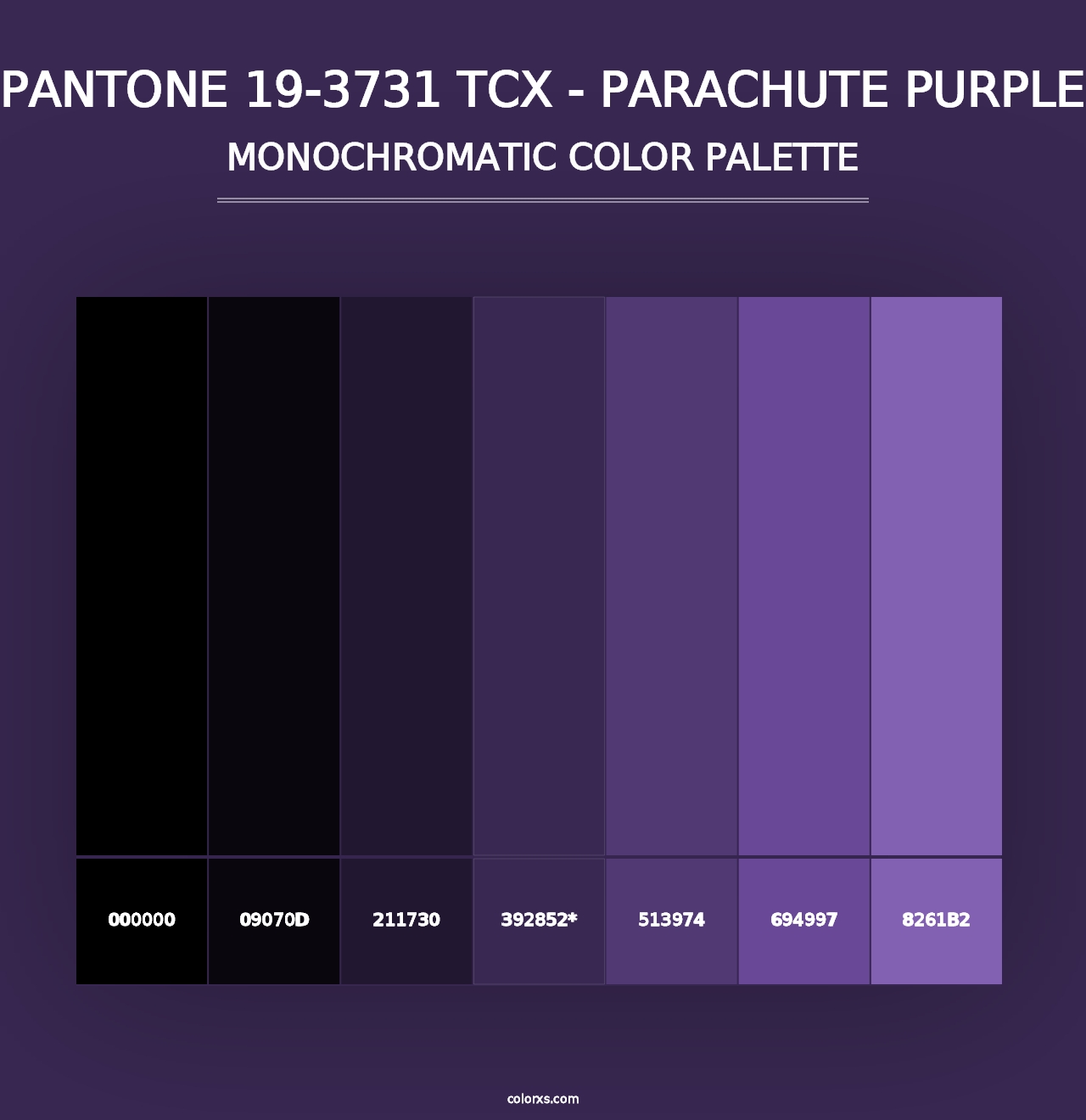 PANTONE 19-3731 TCX - Parachute Purple - Monochromatic Color Palette