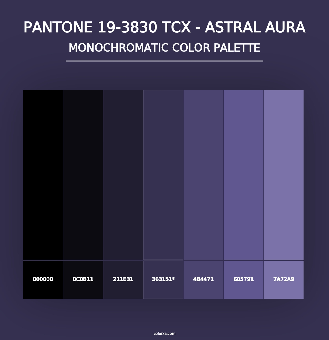 PANTONE 19-3830 TCX - Astral Aura - Monochromatic Color Palette