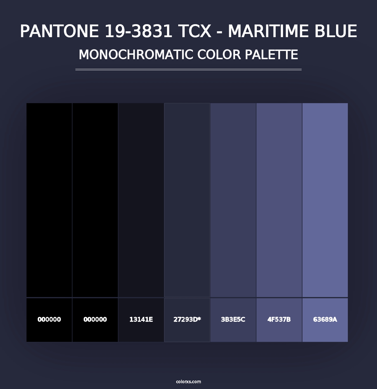 PANTONE 19-3831 TCX - Maritime Blue - Monochromatic Color Palette