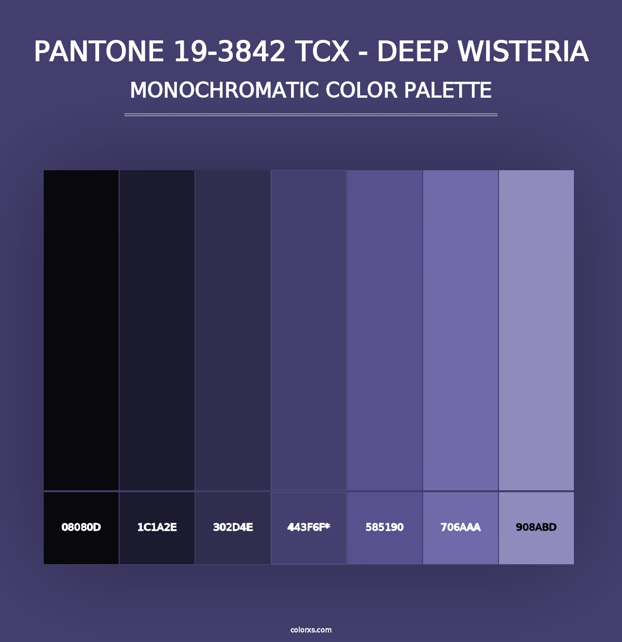 PANTONE 19-3842 TCX - Deep Wisteria - Monochromatic Color Palette