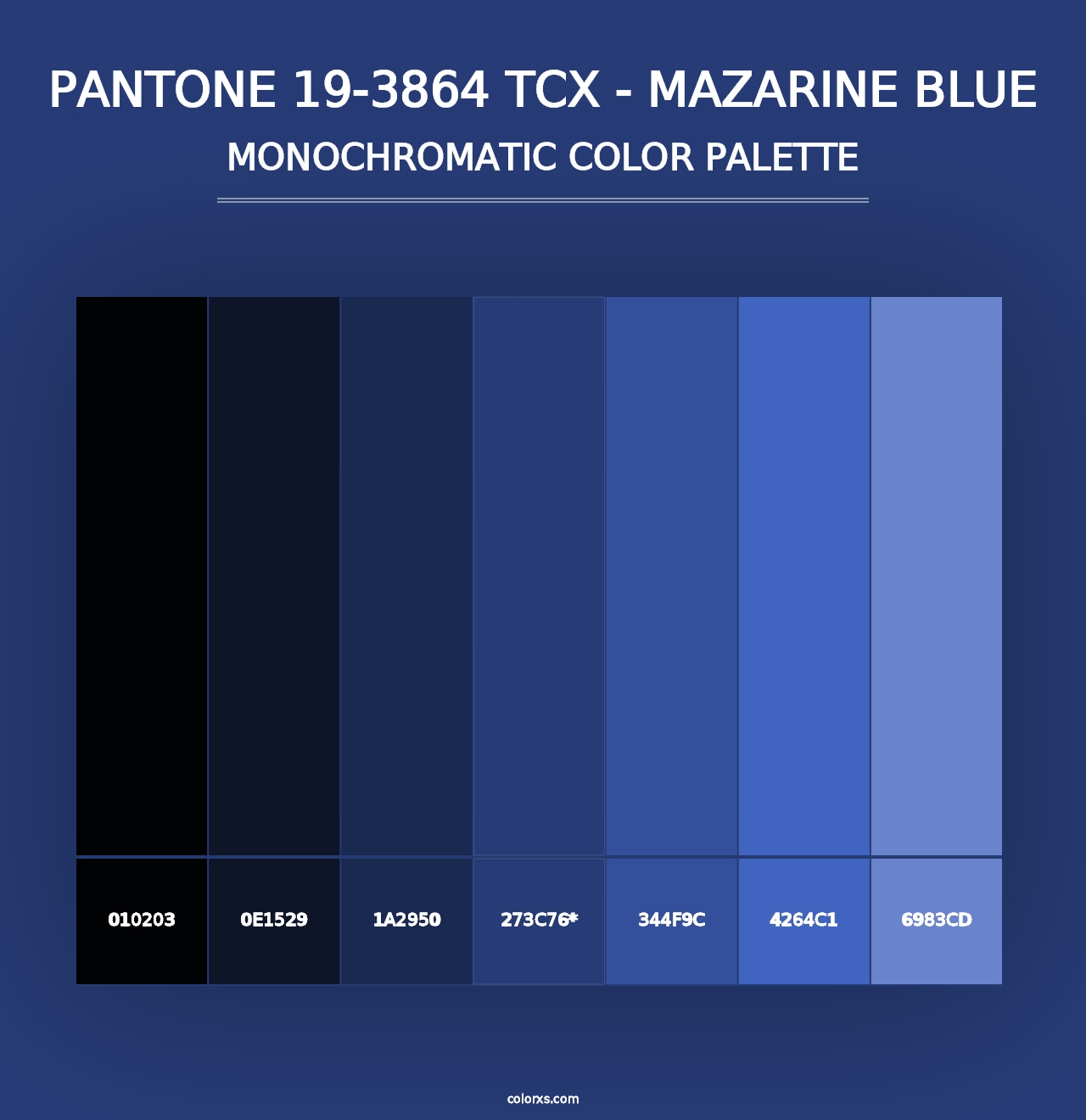 PANTONE 19-3864 TCX - Mazarine Blue - Monochromatic Color Palette