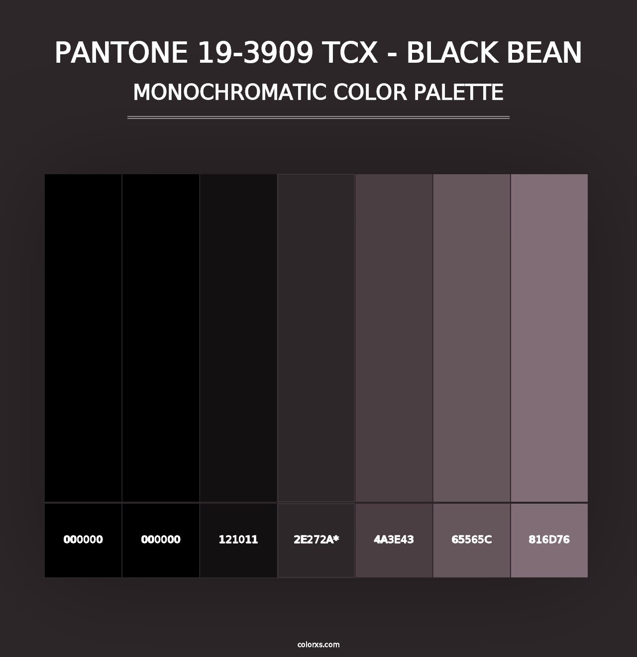 PANTONE 19-3909 TCX - Black Bean - Monochromatic Color Palette