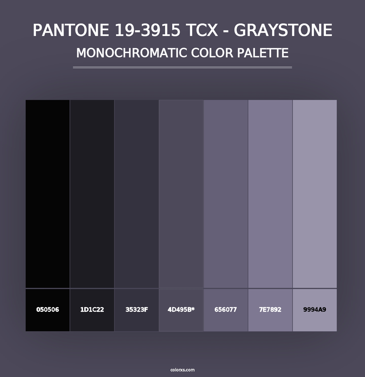 PANTONE 19-3915 TCX - Graystone - Monochromatic Color Palette