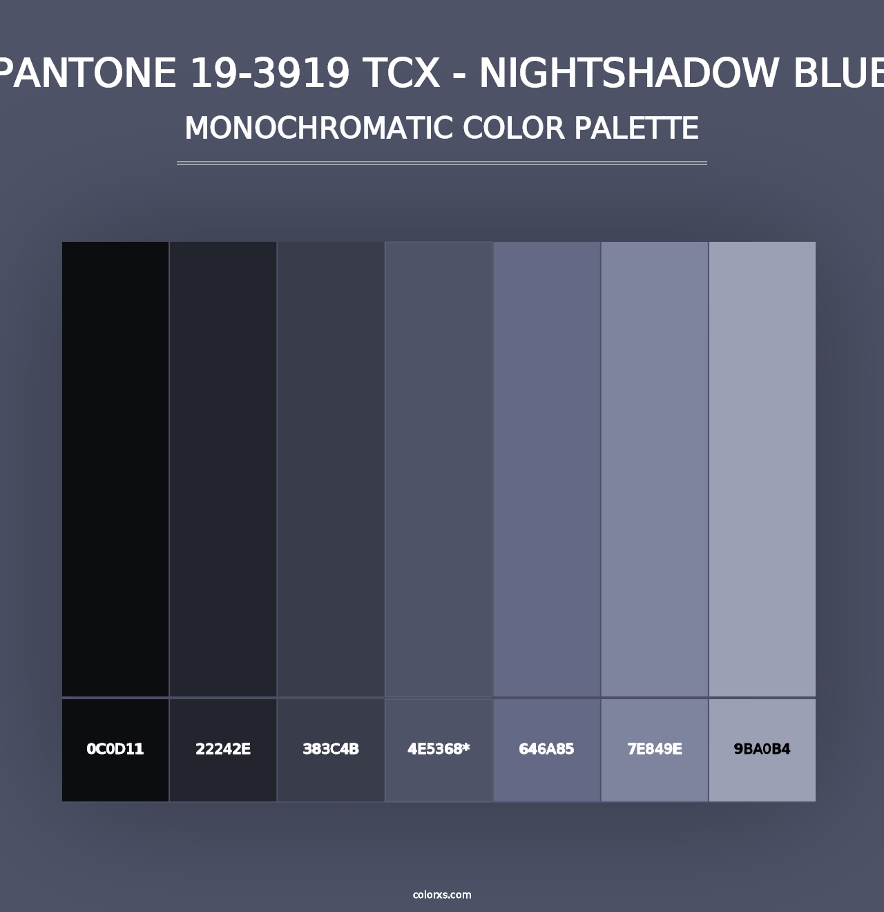 PANTONE 19-3919 TCX - Nightshadow Blue - Monochromatic Color Palette