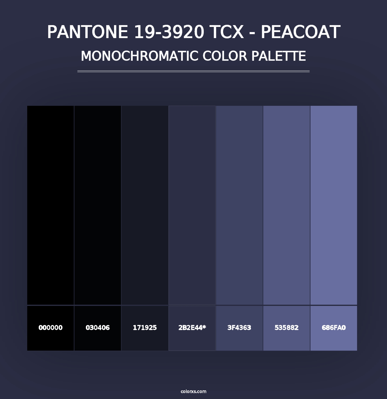 PANTONE 19-3920 TCX - Peacoat - Monochromatic Color Palette