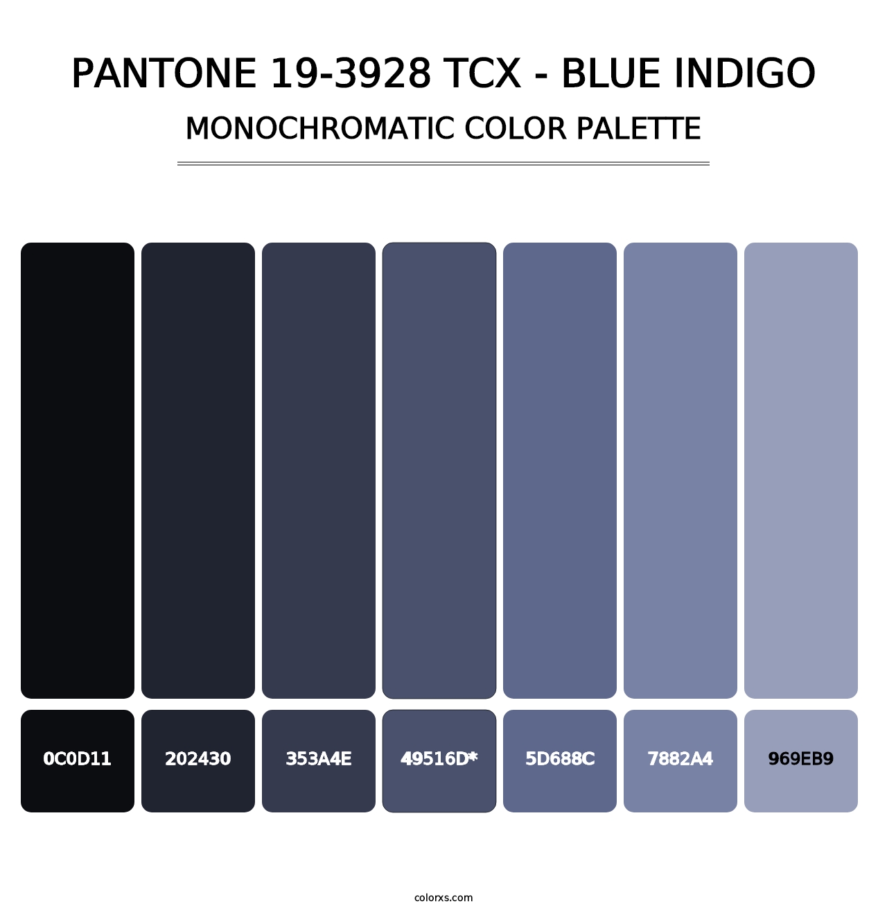 PANTONE 19-3928 TCX - Blue Indigo - Monochromatic Color Palette