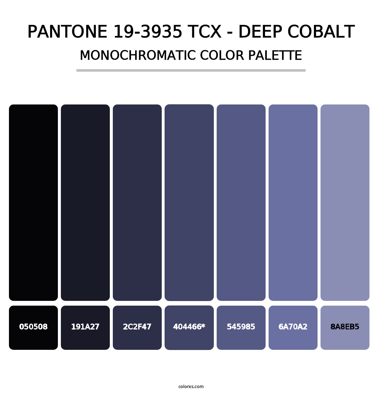 PANTONE 19-3935 TCX - Deep Cobalt - Monochromatic Color Palette