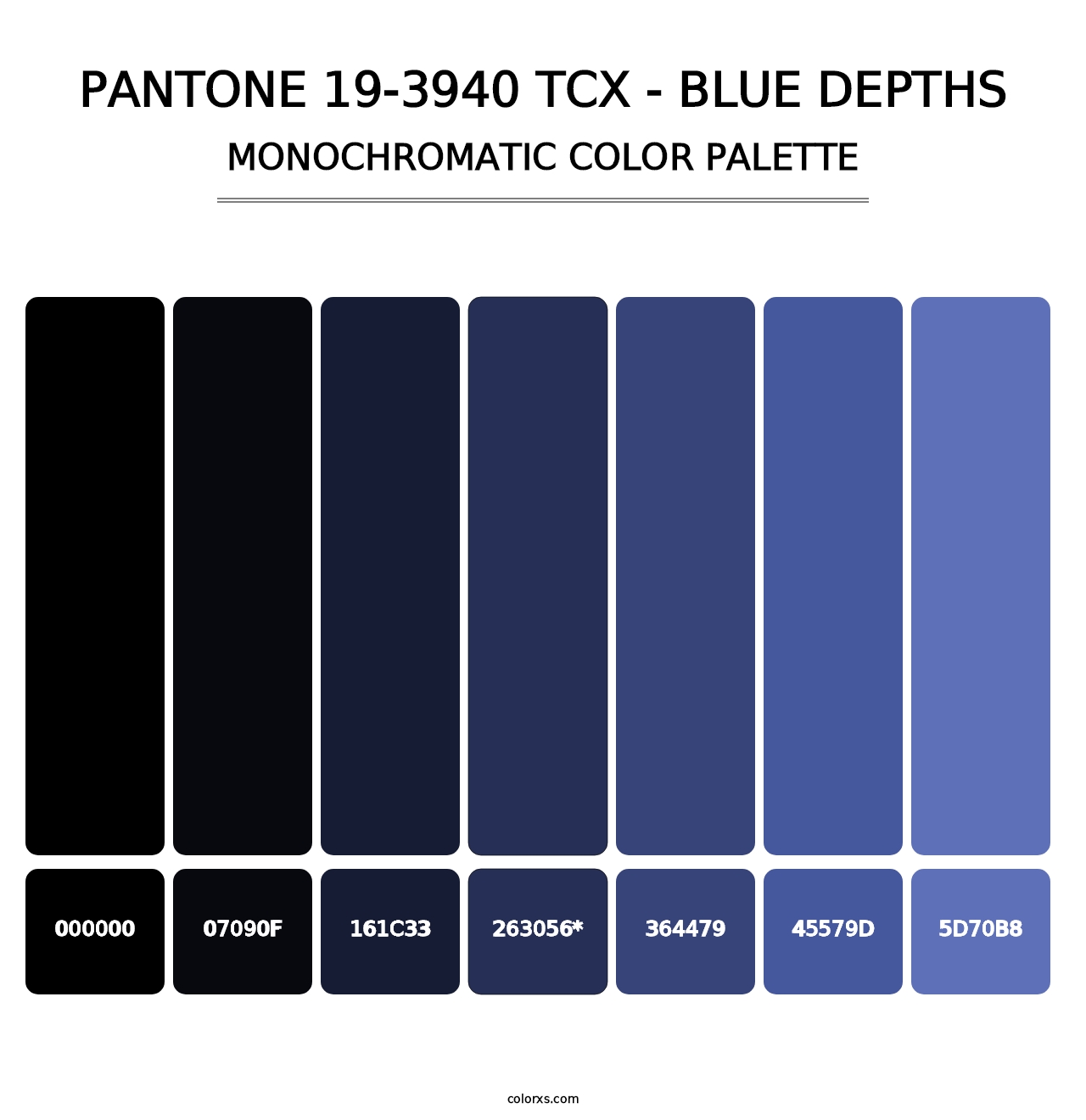 PANTONE 19-3940 TCX - Blue Depths - Monochromatic Color Palette