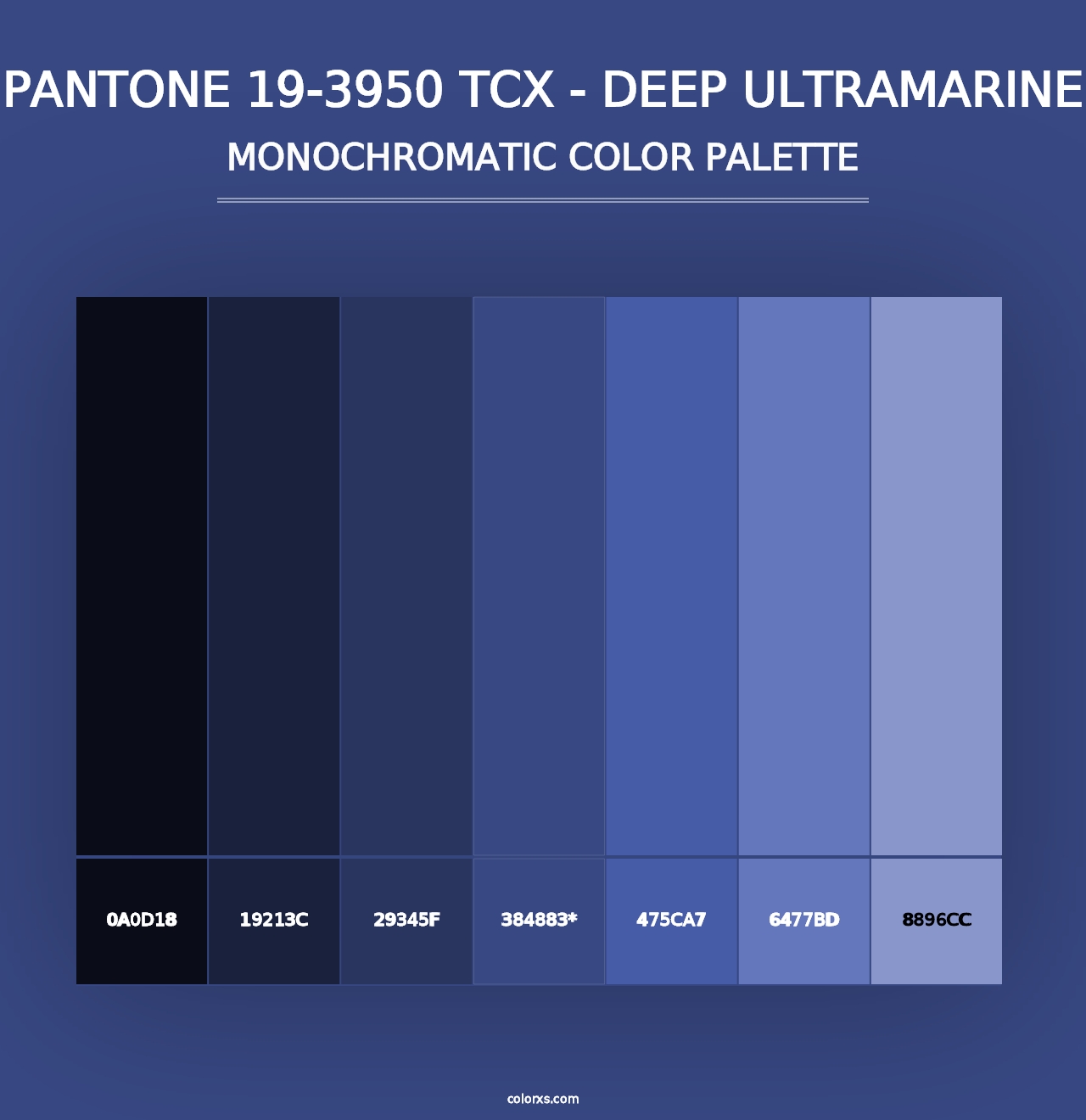 PANTONE 19-3950 TCX - Deep Ultramarine - Monochromatic Color Palette