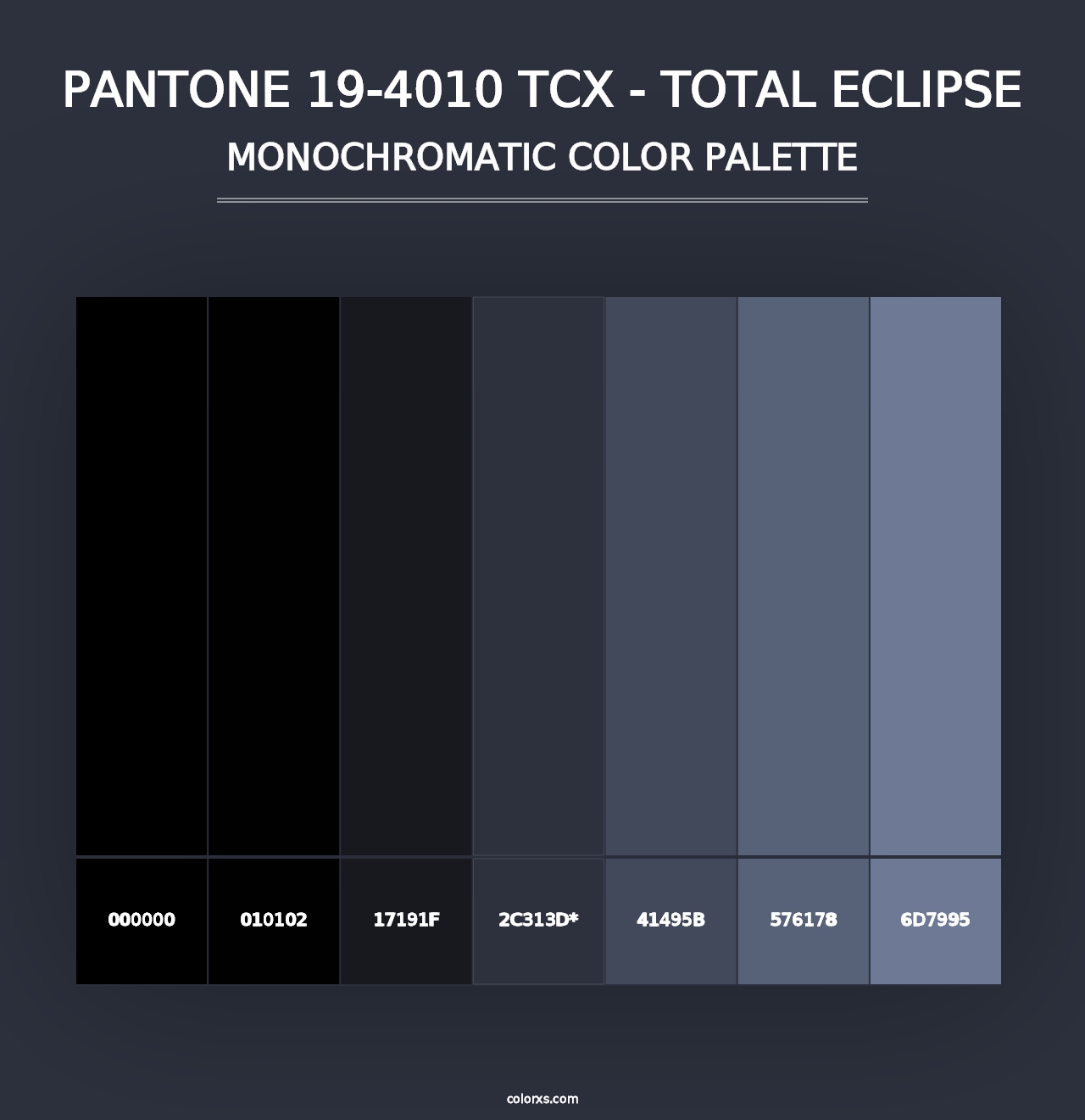 PANTONE 19-4010 TCX - Total Eclipse - Monochromatic Color Palette