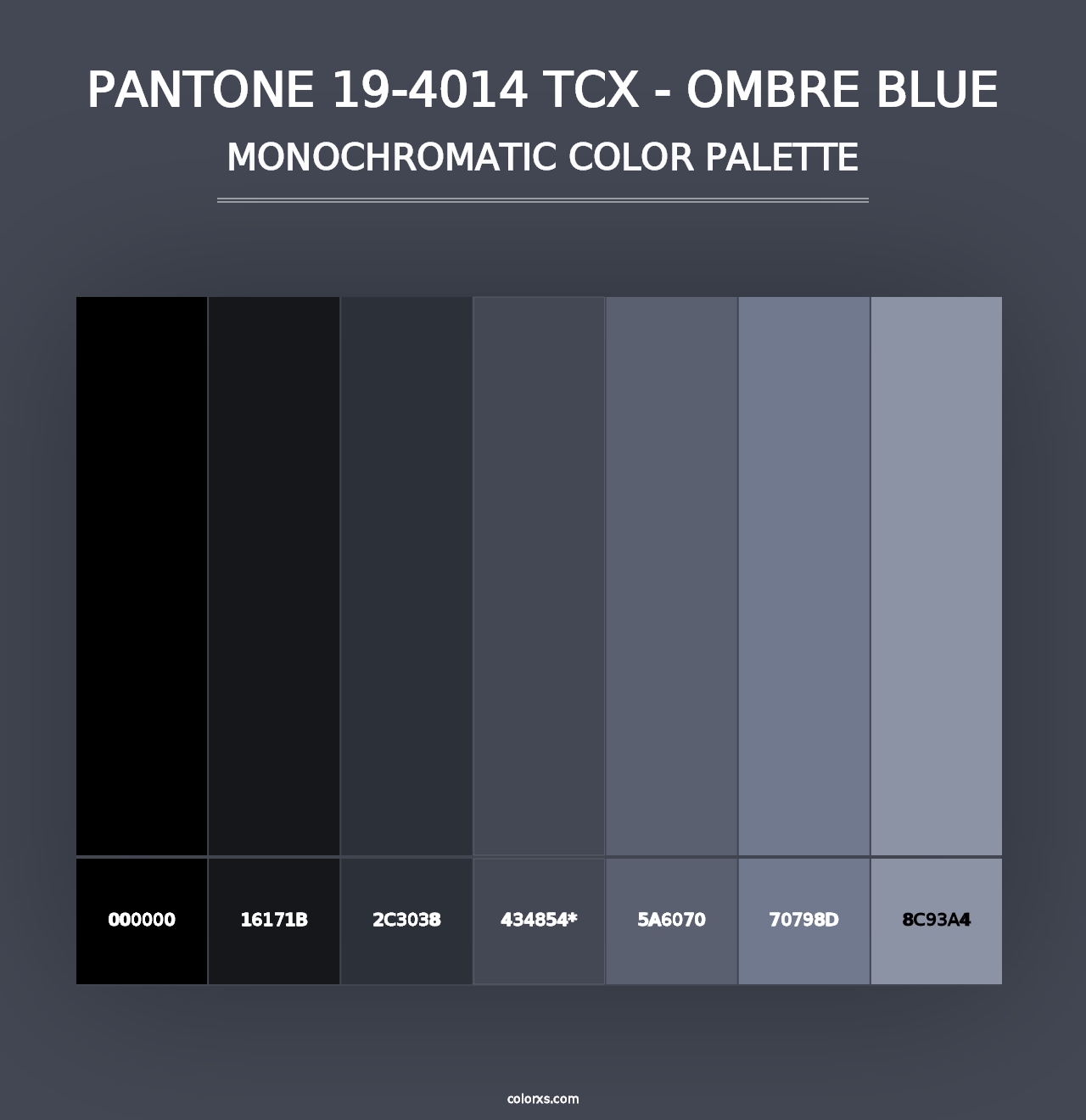 PANTONE 19-4014 TCX - Ombre Blue - Monochromatic Color Palette