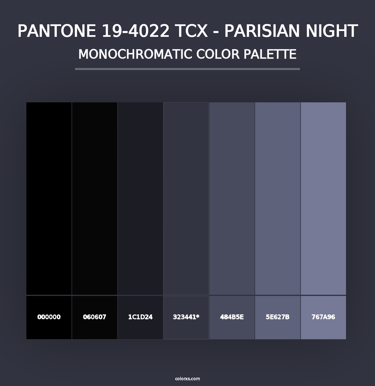 PANTONE 19-4022 TCX - Parisian Night - Monochromatic Color Palette