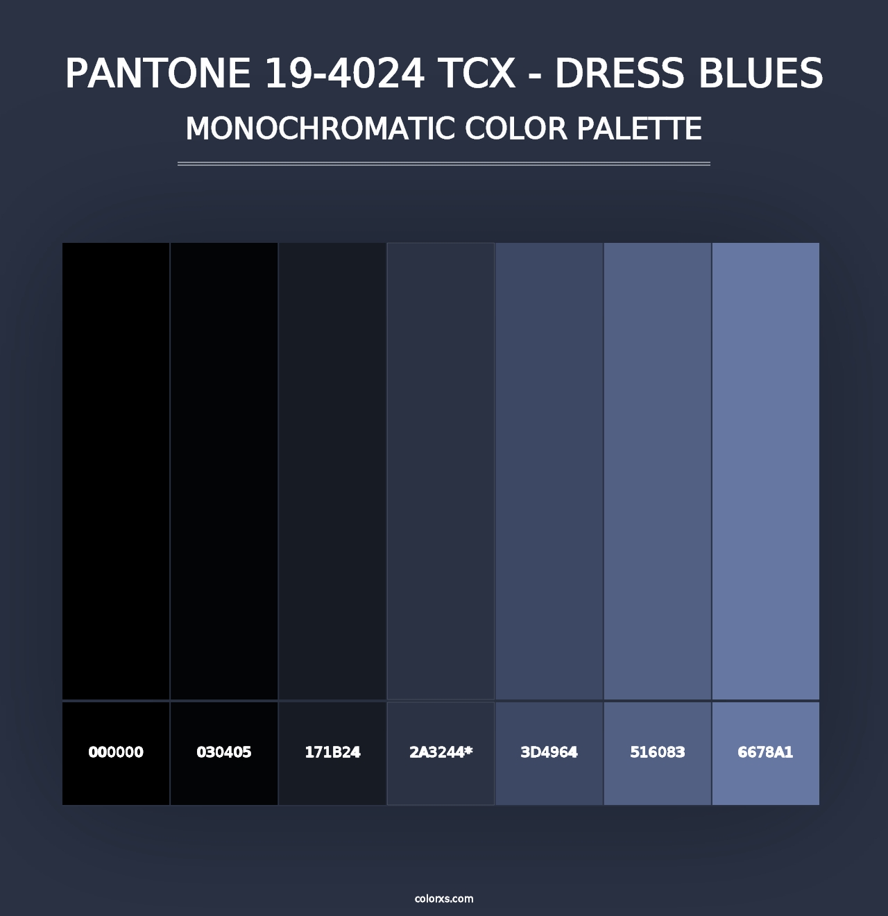 PANTONE 19-4024 TCX - Dress Blues - Monochromatic Color Palette