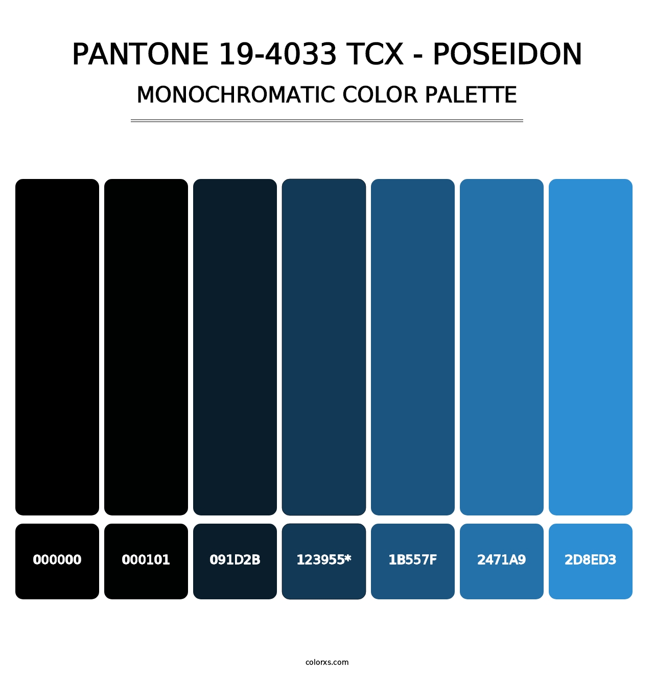 PANTONE 19-4033 TCX - Poseidon - Monochromatic Color Palette