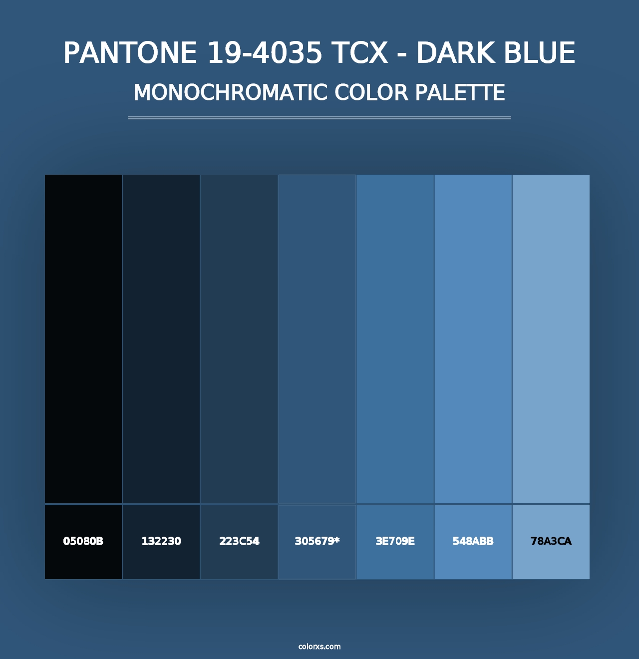 PANTONE 19-4035 TCX - Dark Blue - Monochromatic Color Palette