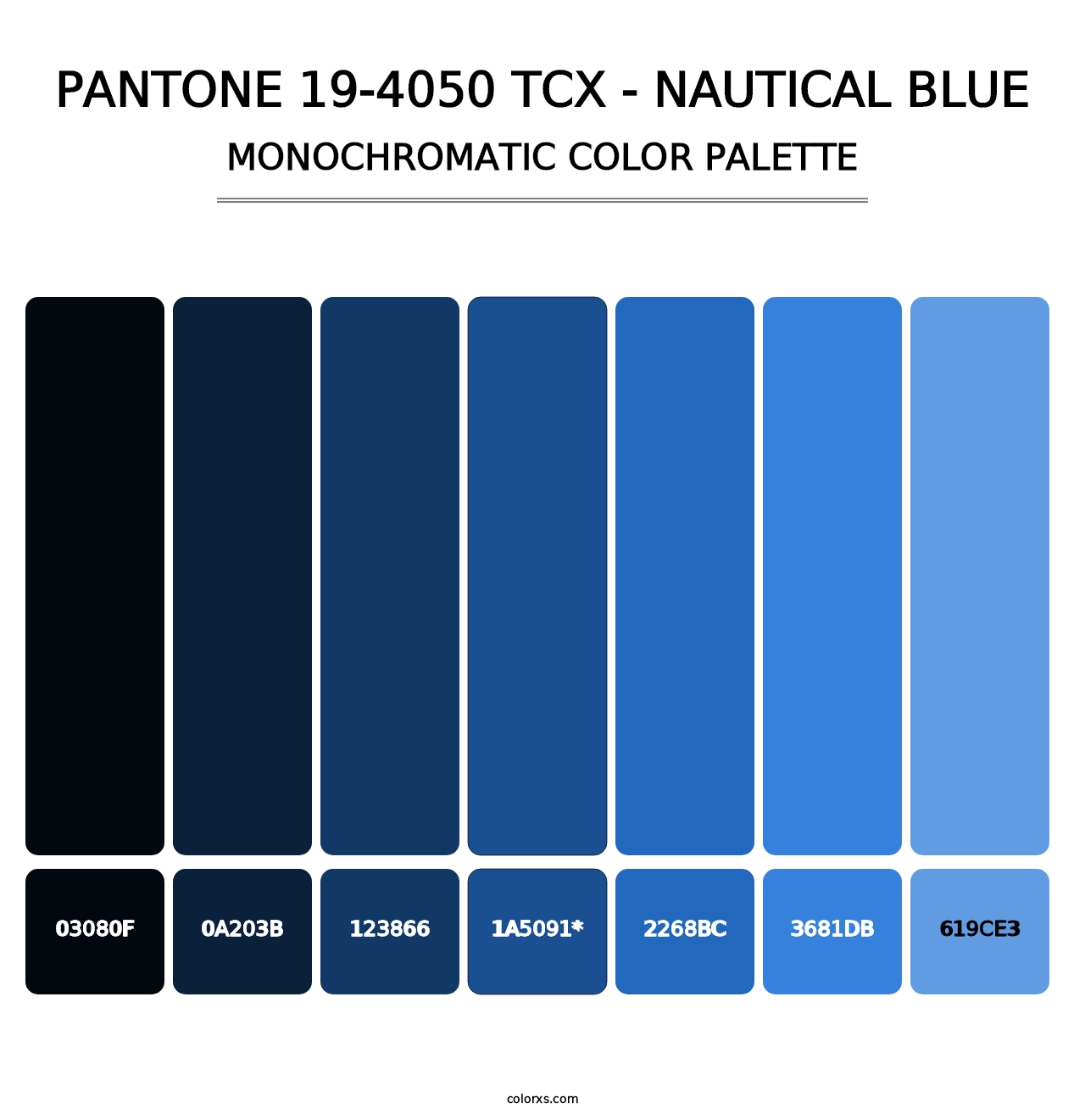 PANTONE 19-4050 TCX - Nautical Blue - Monochromatic Color Palette