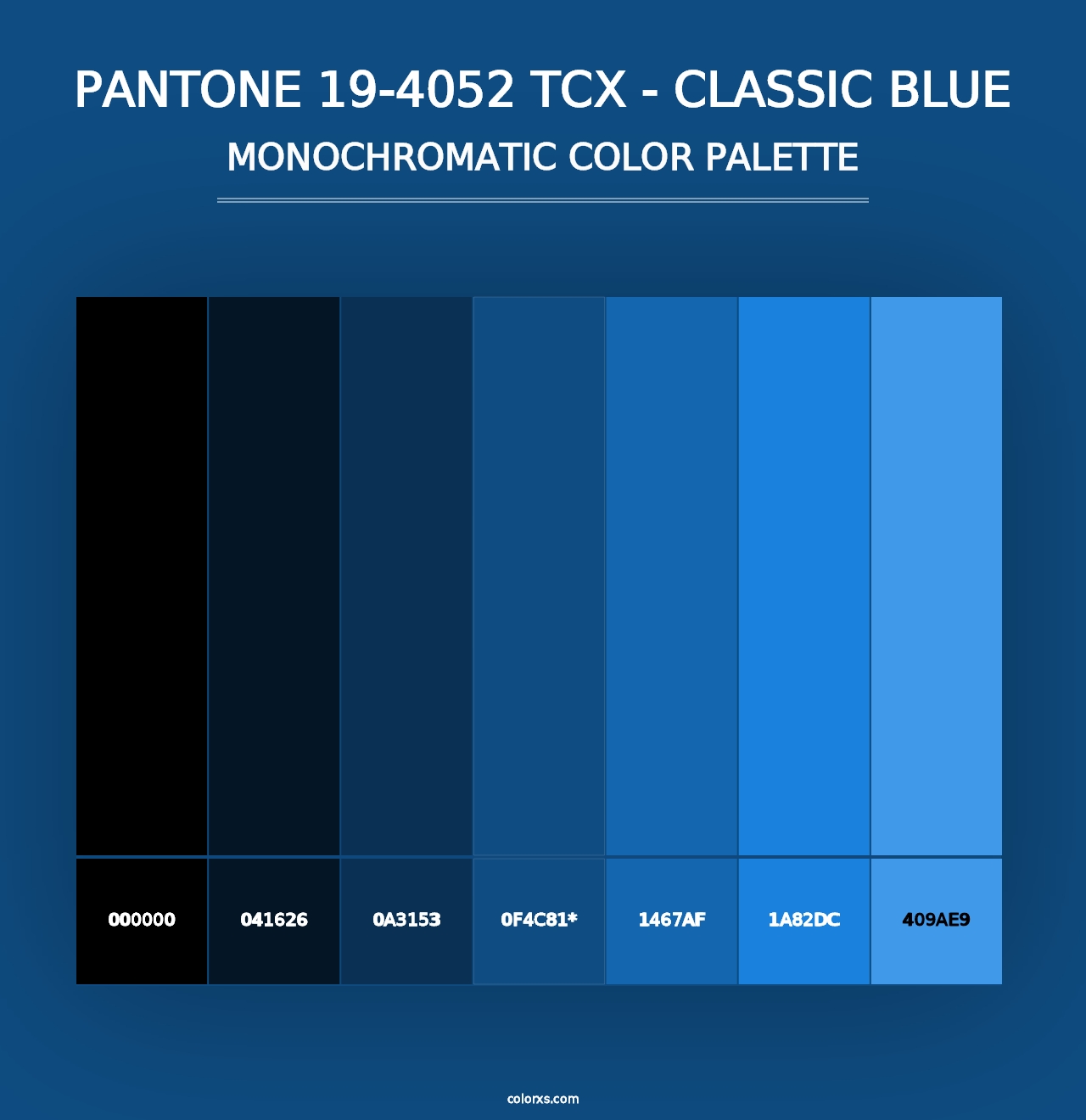 PANTONE 19-4052 TCX - Classic Blue - Monochromatic Color Palette