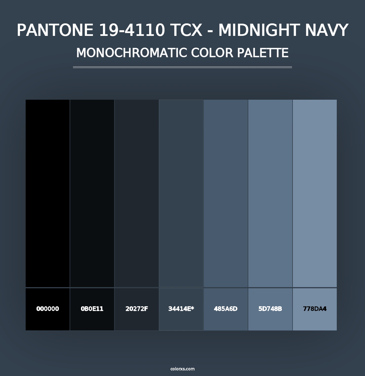 PANTONE 19-4110 TCX - Midnight Navy - Monochromatic Color Palette