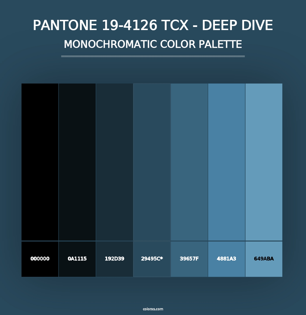 PANTONE 19-4126 TCX - Deep Dive - Monochromatic Color Palette