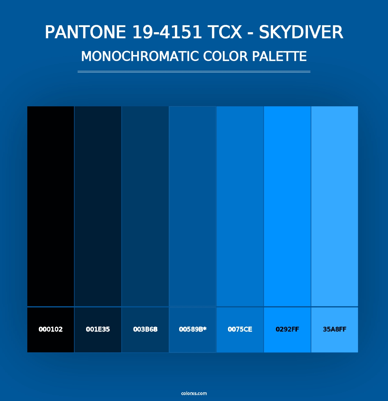 PANTONE 19-4151 TCX - Skydiver - Monochromatic Color Palette