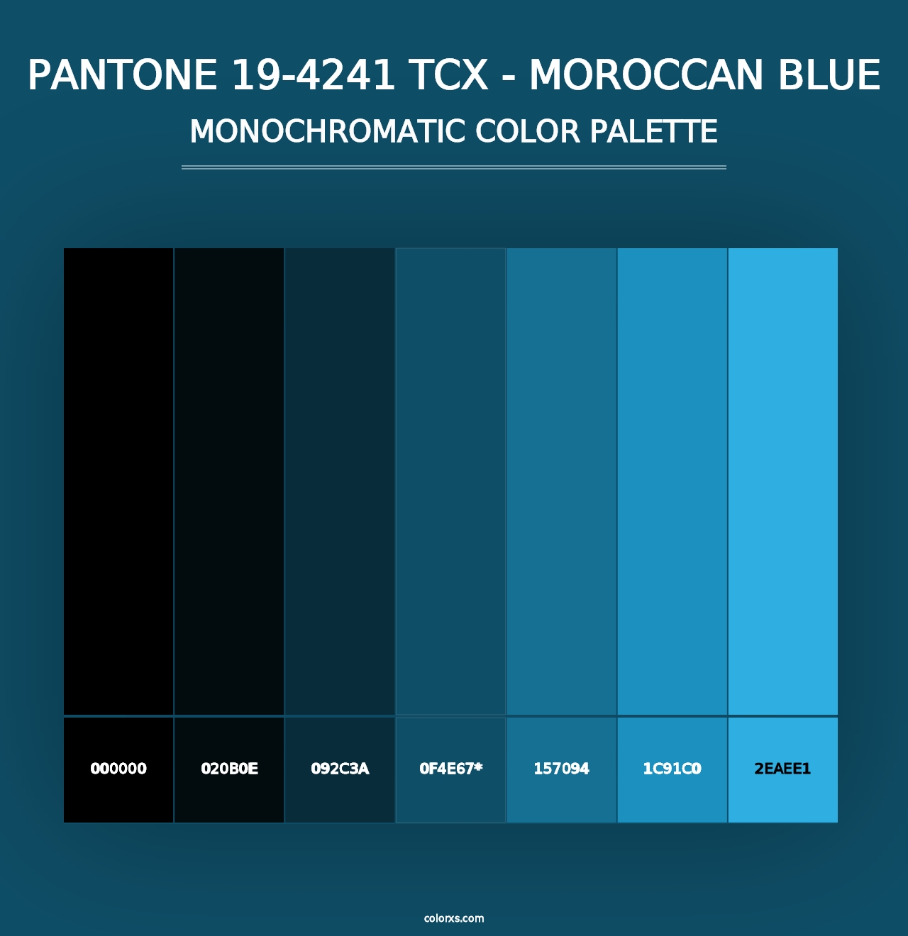 PANTONE 19-4241 TCX - Moroccan Blue - Monochromatic Color Palette