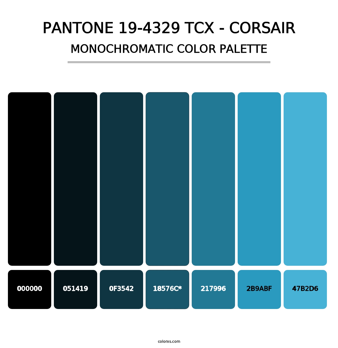 PANTONE 19-4329 TCX - Corsair - Monochromatic Color Palette