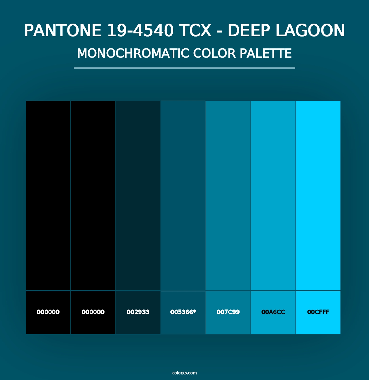 PANTONE 19-4540 TCX - Deep Lagoon - Monochromatic Color Palette