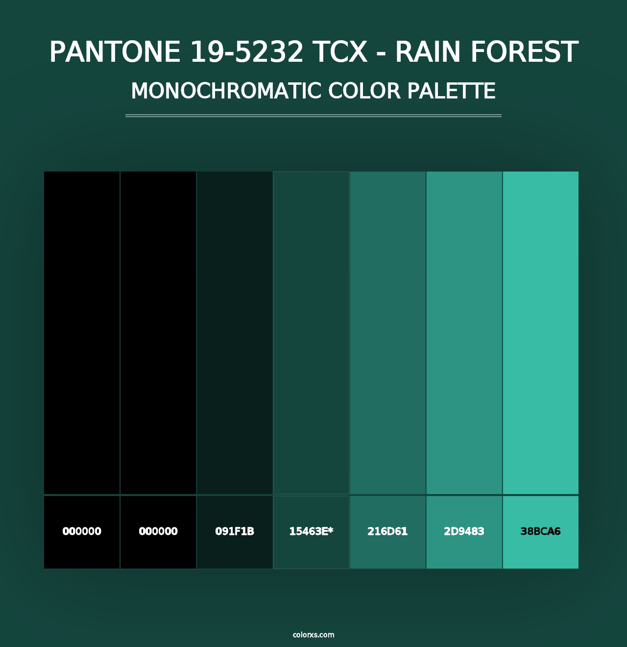 PANTONE 19-5232 TCX - Rain Forest - Monochromatic Color Palette