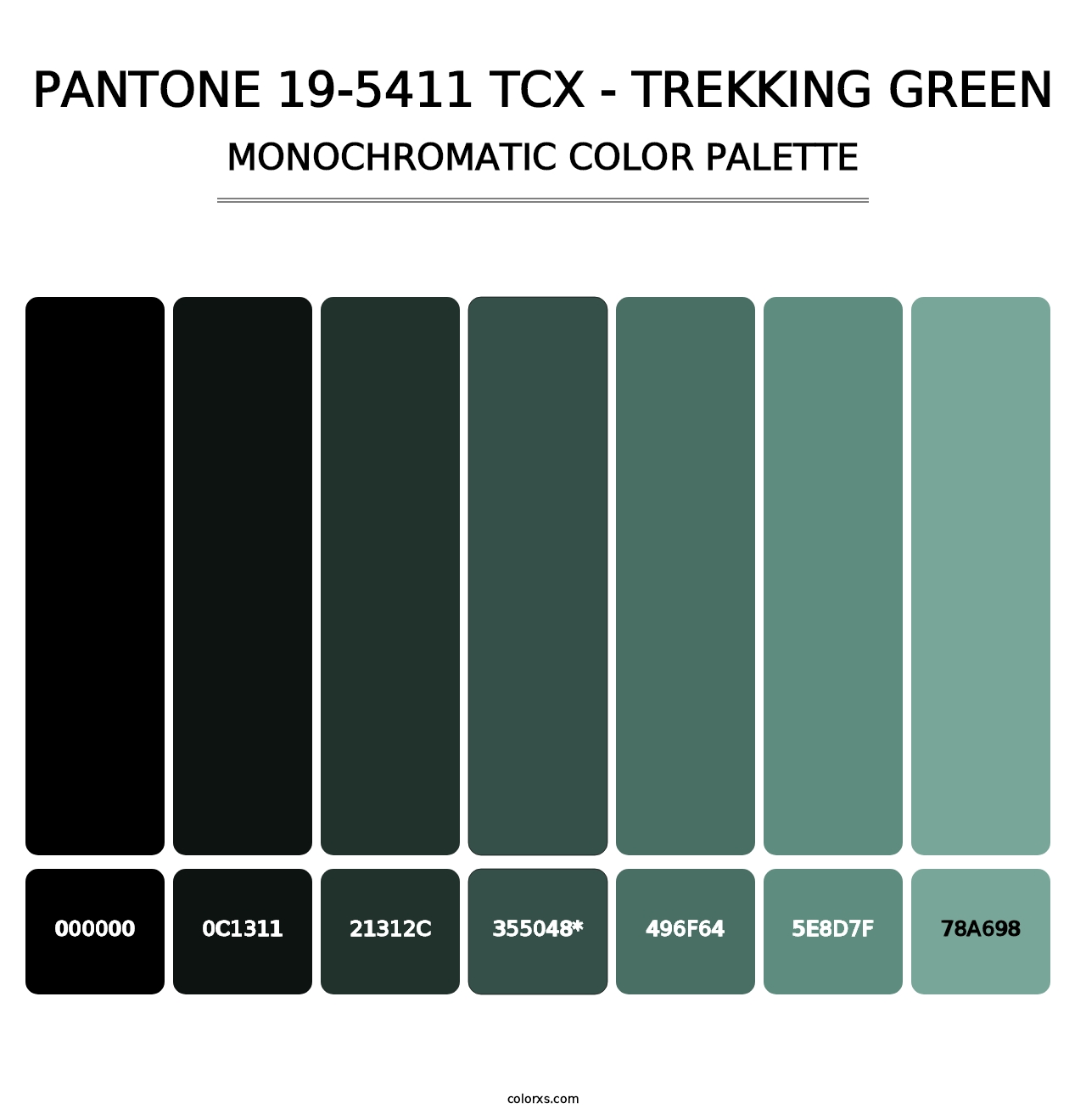 PANTONE 19-5411 TCX - Trekking Green - Monochromatic Color Palette