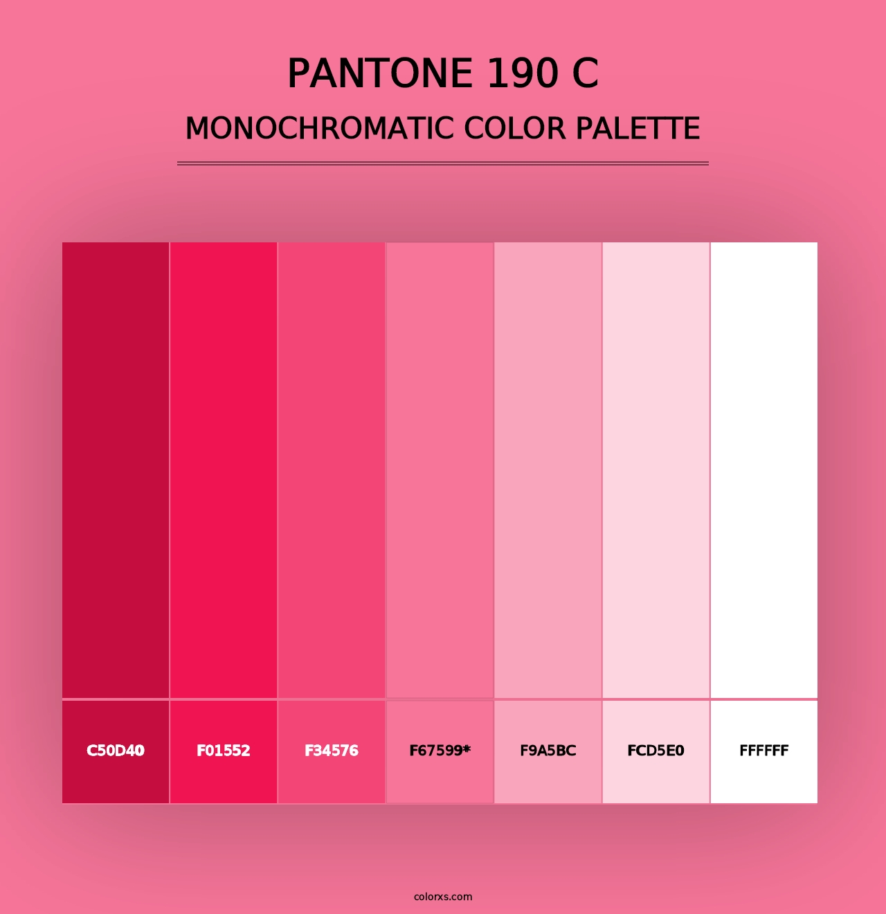 PANTONE 190 C - Monochromatic Color Palette